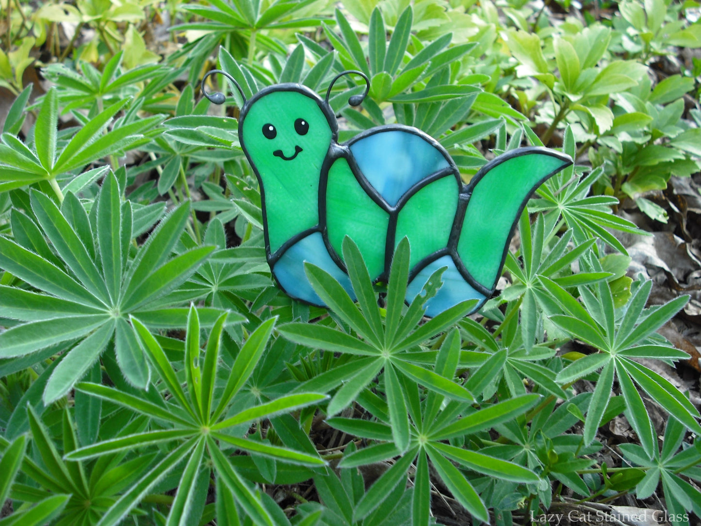 Caterpillar Plant Stake – Stained Glass Garden Accent