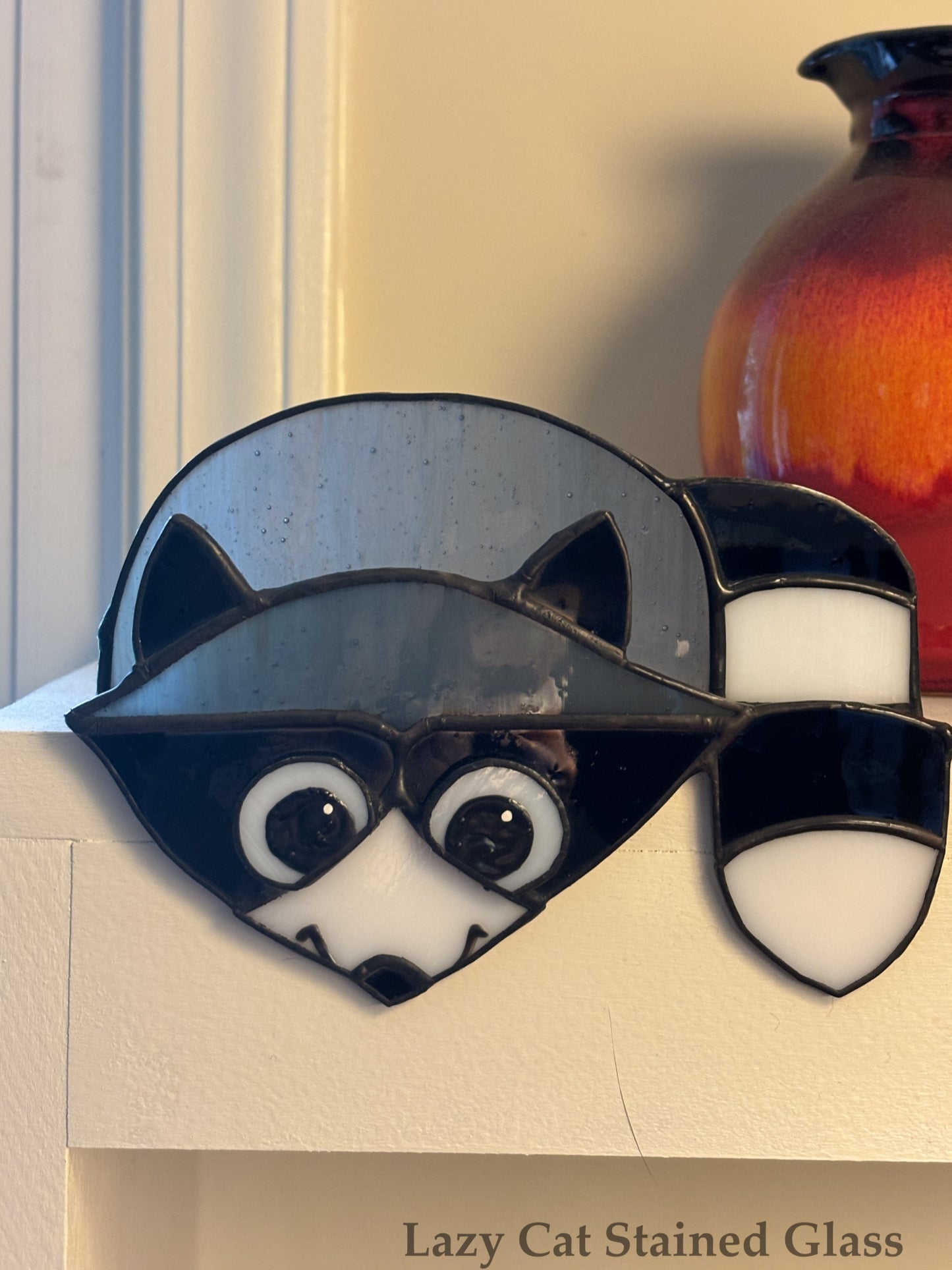 Nosy Raccoon – Stained Glass Shelf Sitter