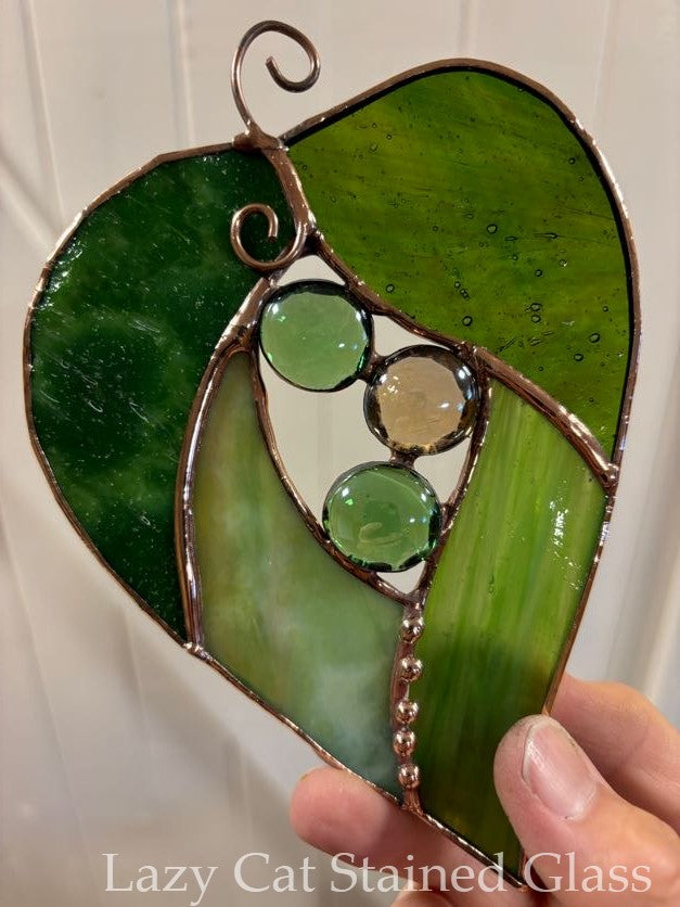 Nature's Heart - Leaf Stained Glass Suncatcher