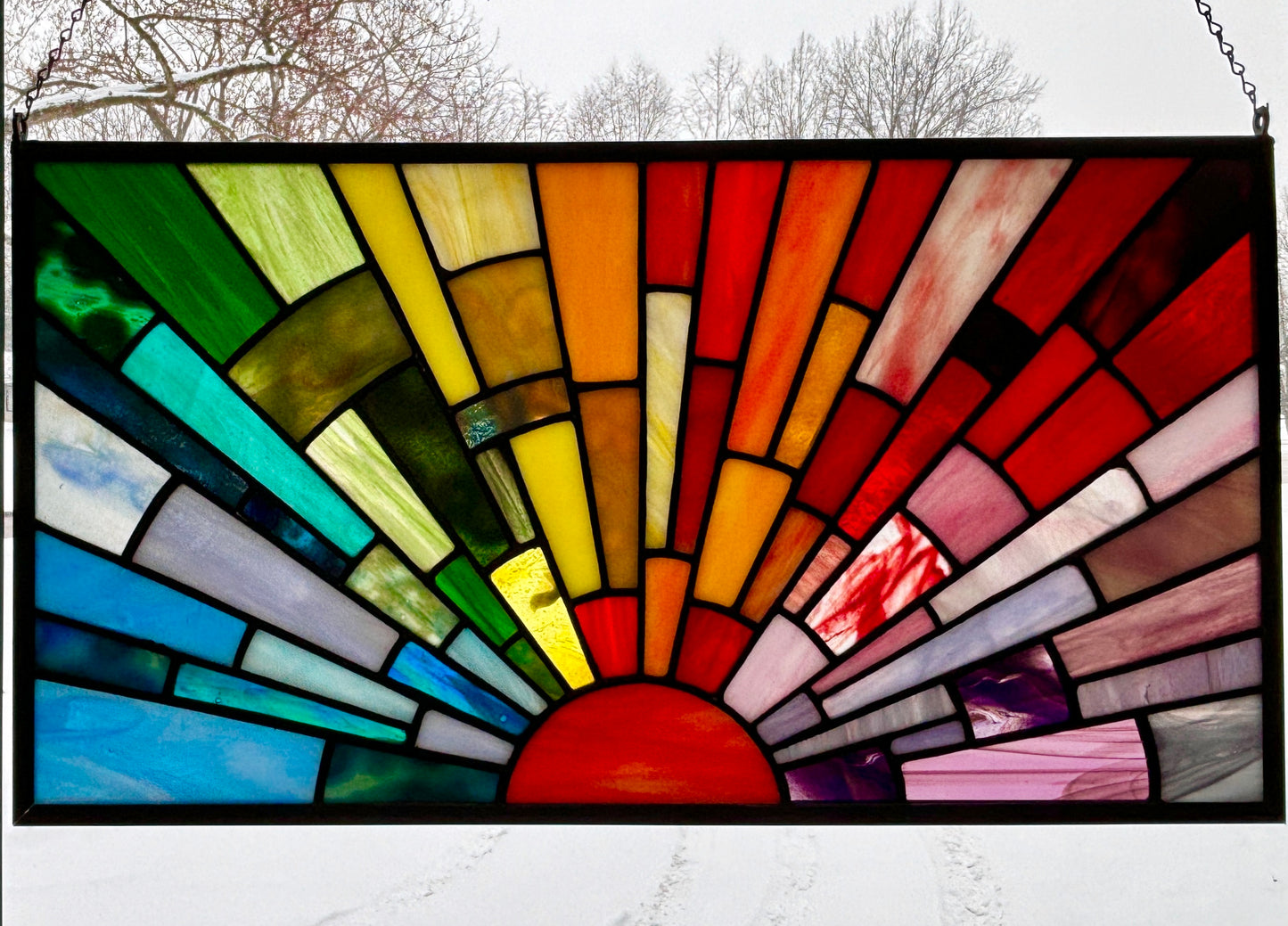 Radiant Sunrise - Stained Glass Panel