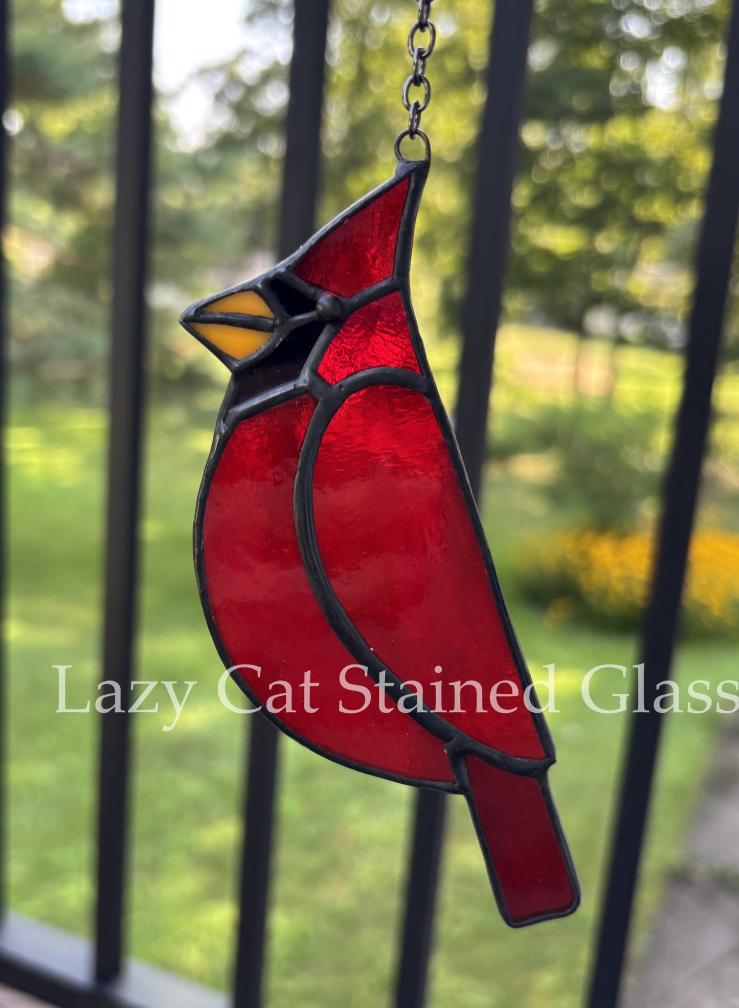Redbird Charm – Stained Glass Cardinal