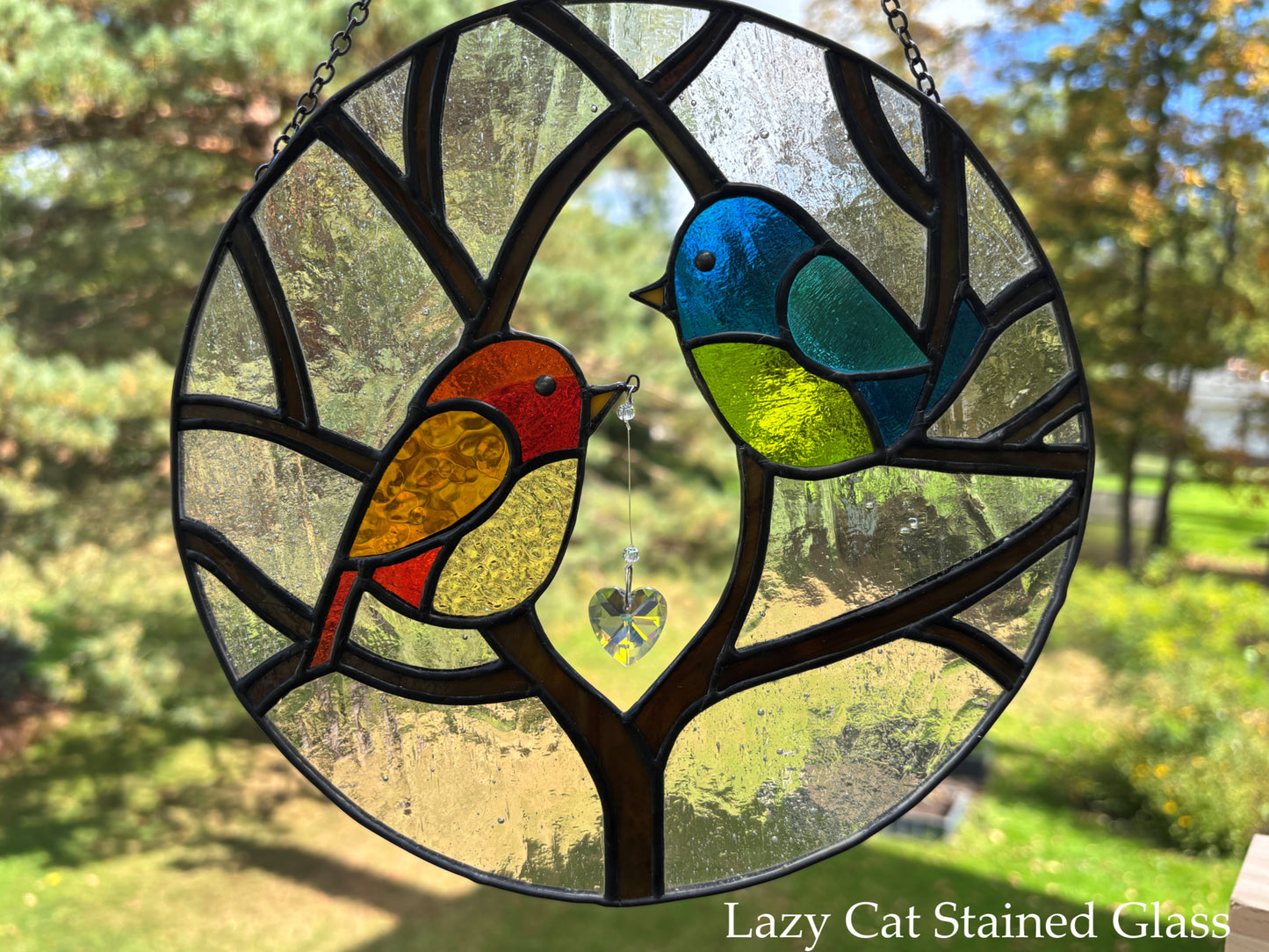 Lovebirds & Light - Stained Glass Panel