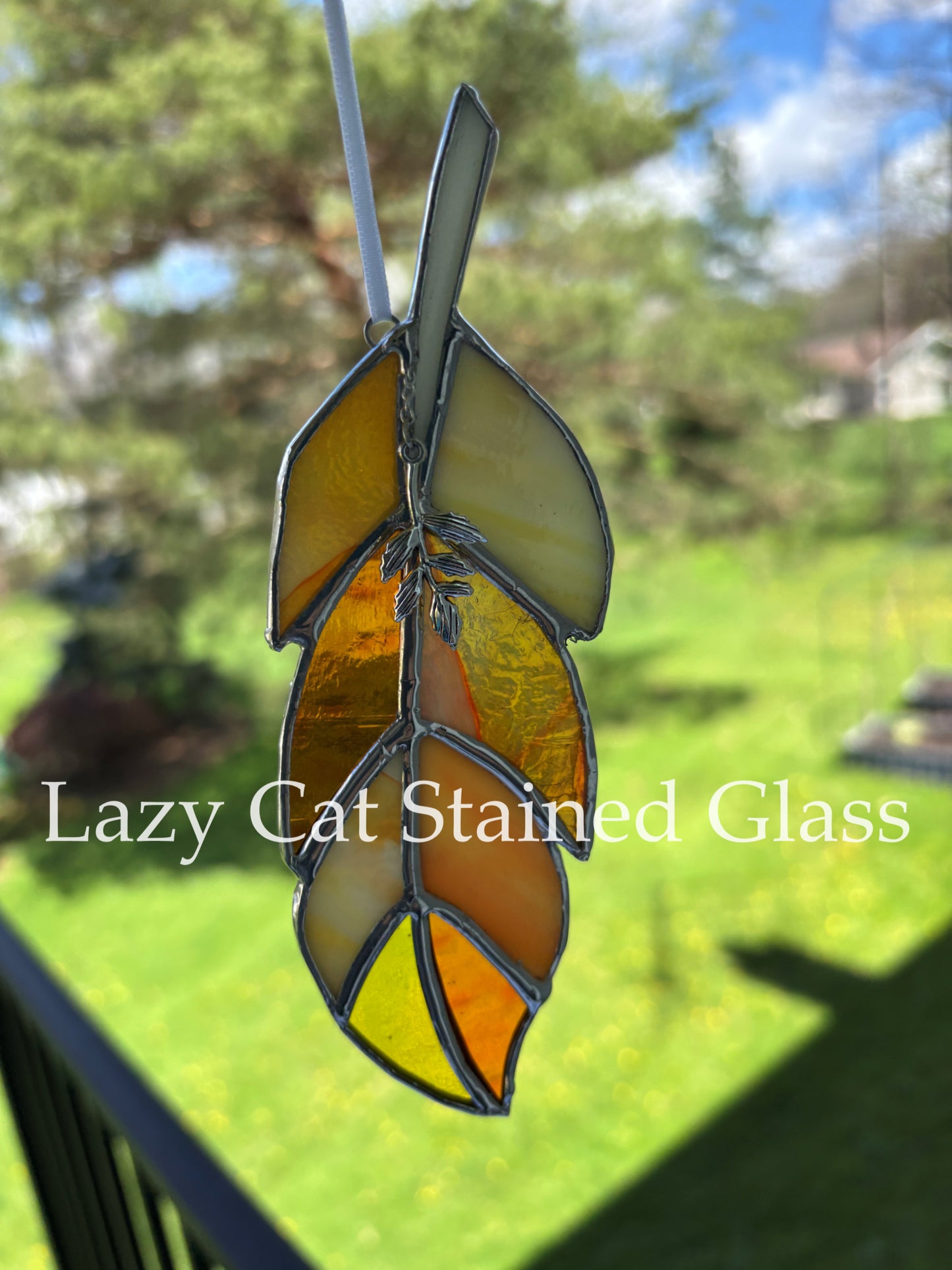 Bright Feather Handmade Stained Glass Suncatcher