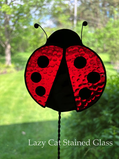 Lucky Bug - Stained Glass Ladybug Plant Stake