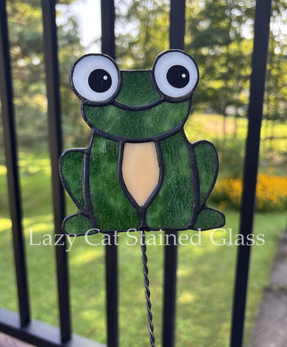 Garden Hopper – Stained Glass Frog Plant Stake