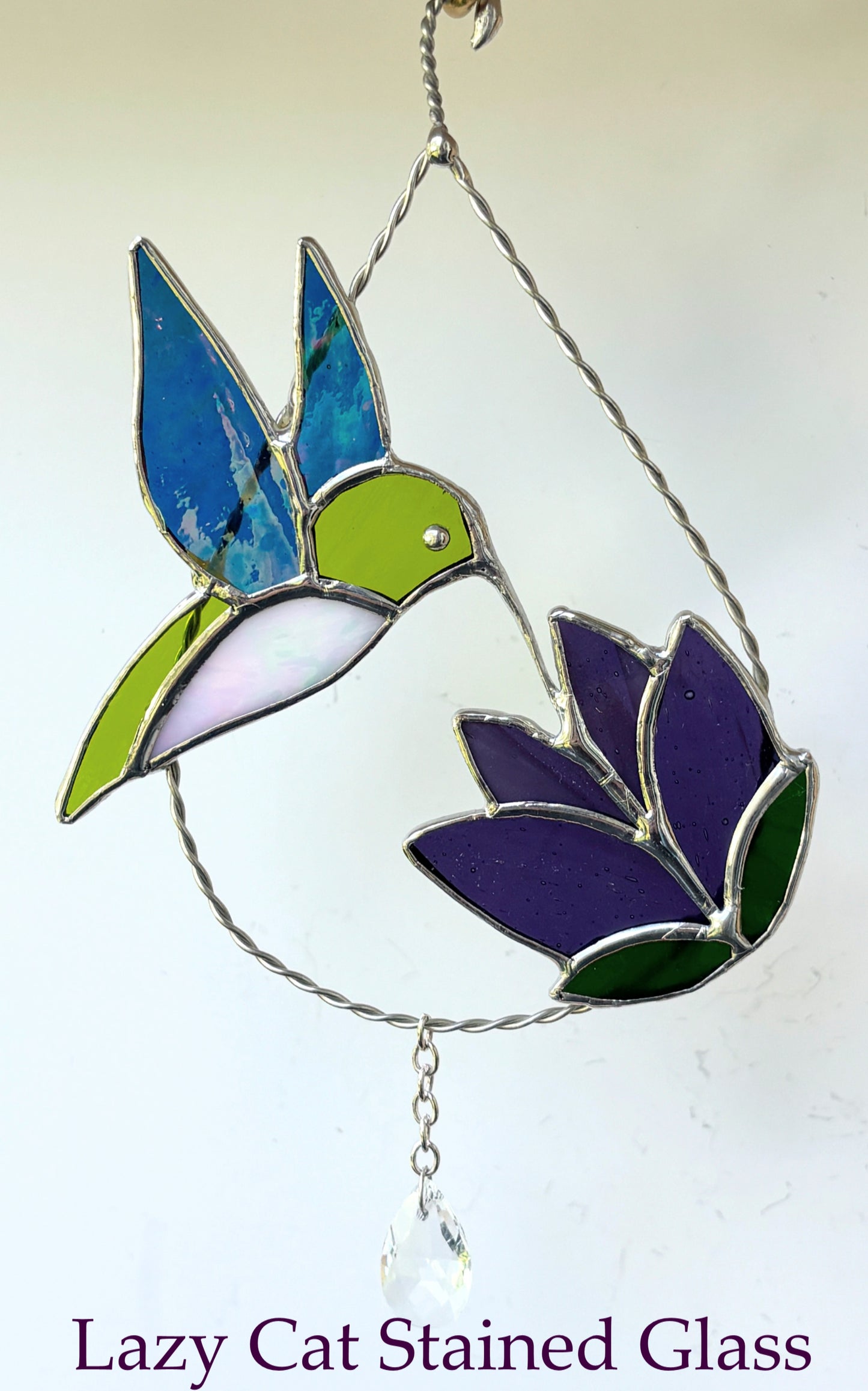 Flutter & Bloom - Stained Glass Hummingbird Suncatcher