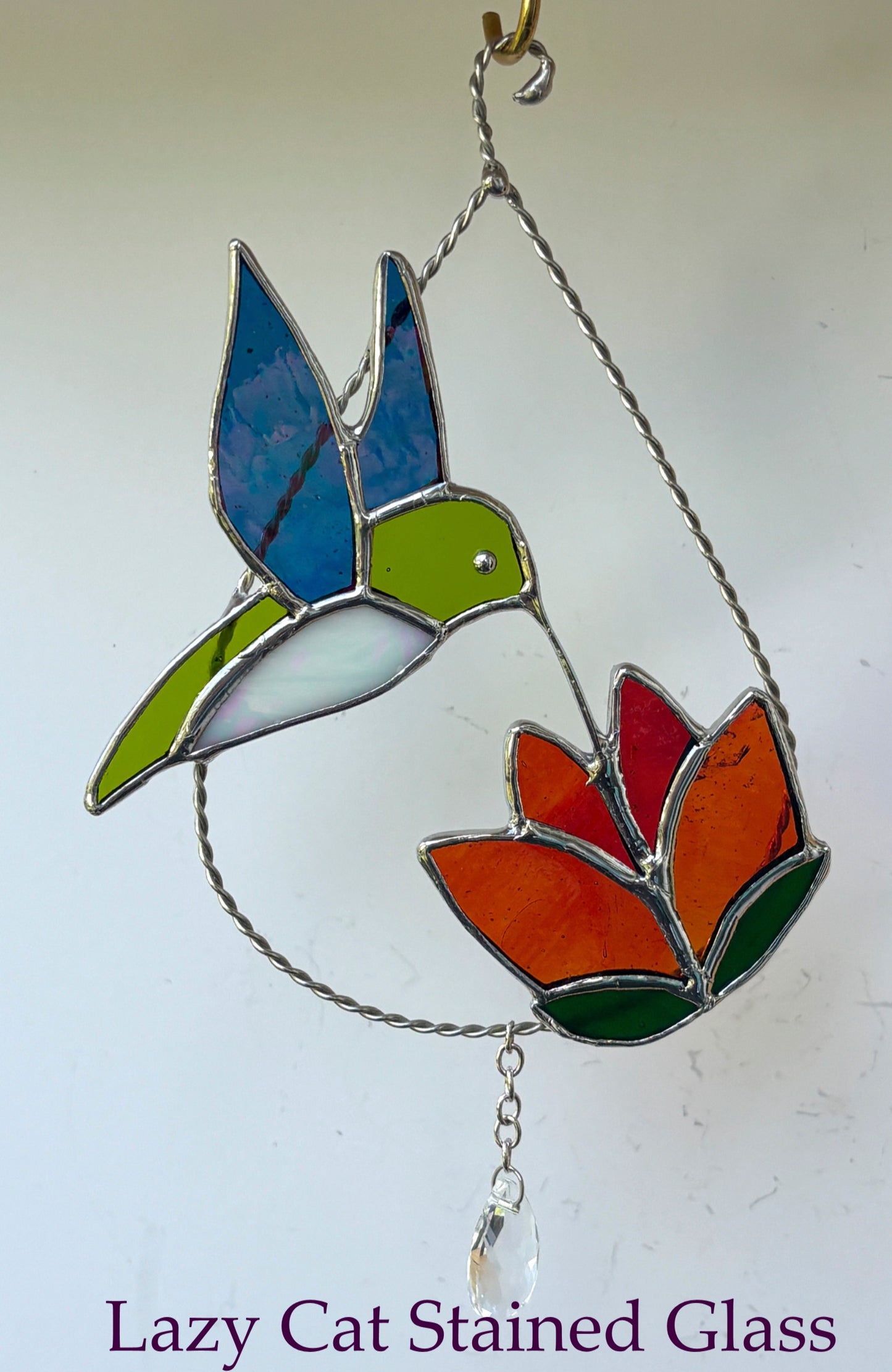 Flutter & Bloom - Stained Glass Hummingbird Suncatcher