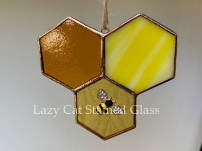 Buzzing Honeycomb - Stained Glass Suncatcher