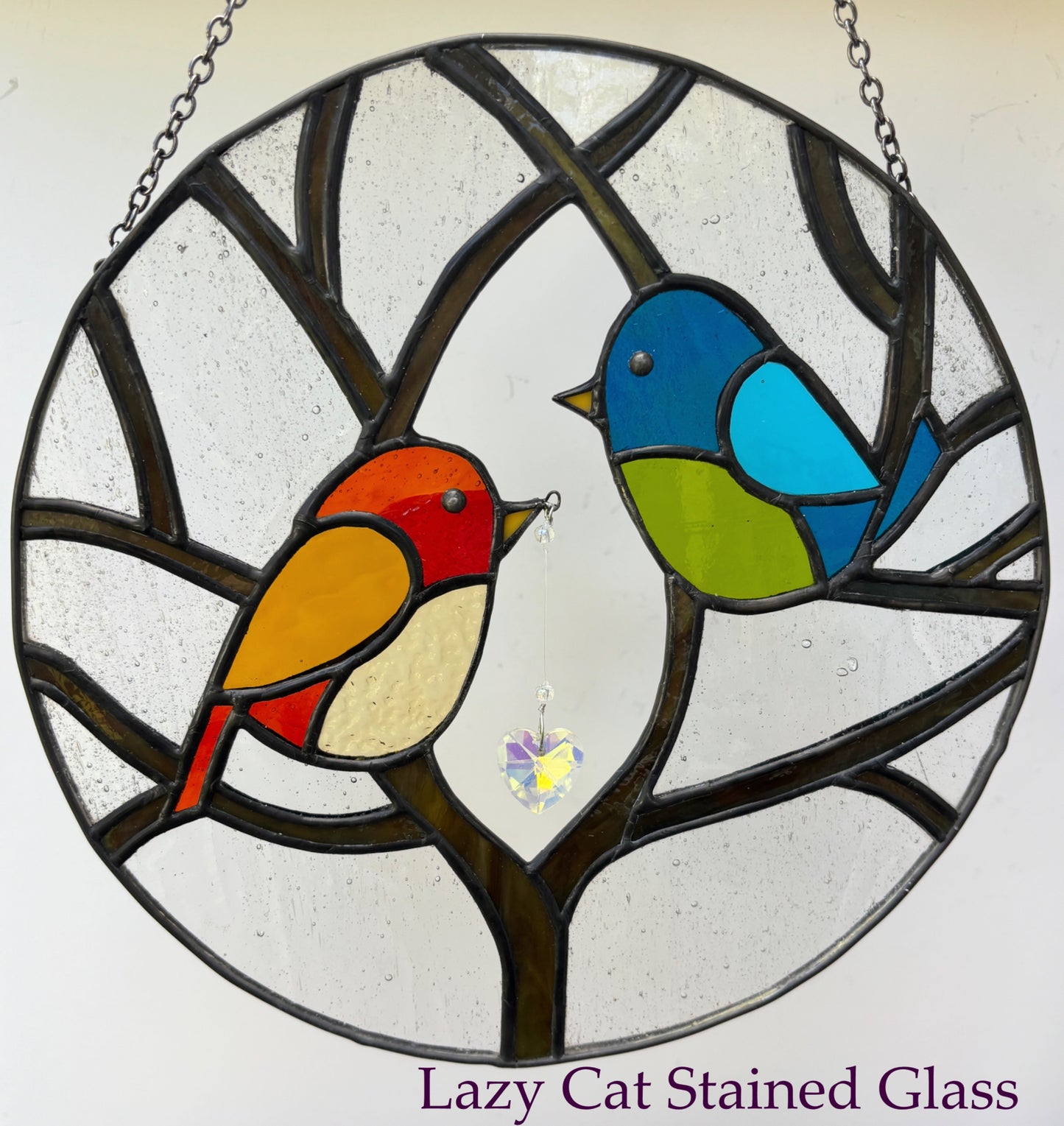Lovebirds & Light - Stained Glass Panel