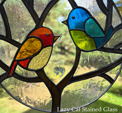 Lovebirds & Light - Stained Glass Panel