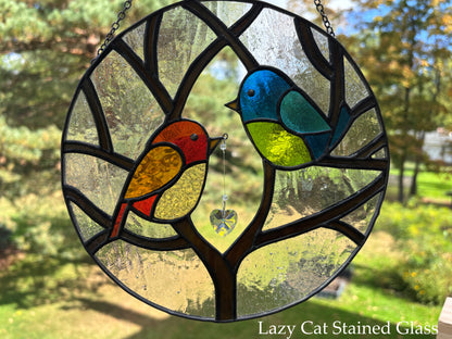 Lovebirds & Light - Stained Glass Panel