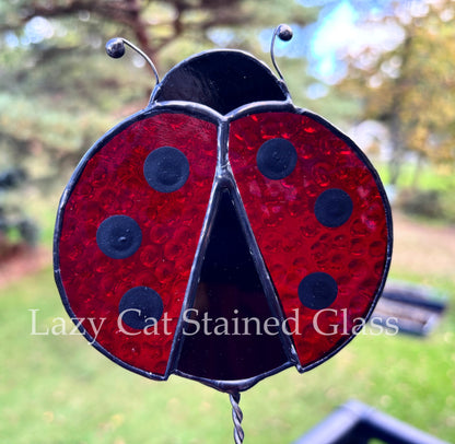 Lucky Bug - Stained Glass Ladybug Plant Stake