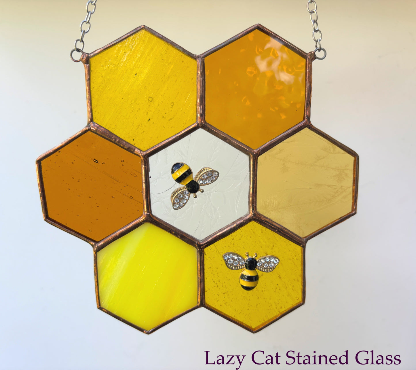 Buzzing Honeycomb - Stained Glass Suncatcher