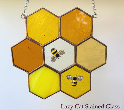 Buzzing Honeycomb - Stained Glass Suncatcher