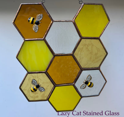 Buzzing Honeycomb - Stained Glass Suncatcher