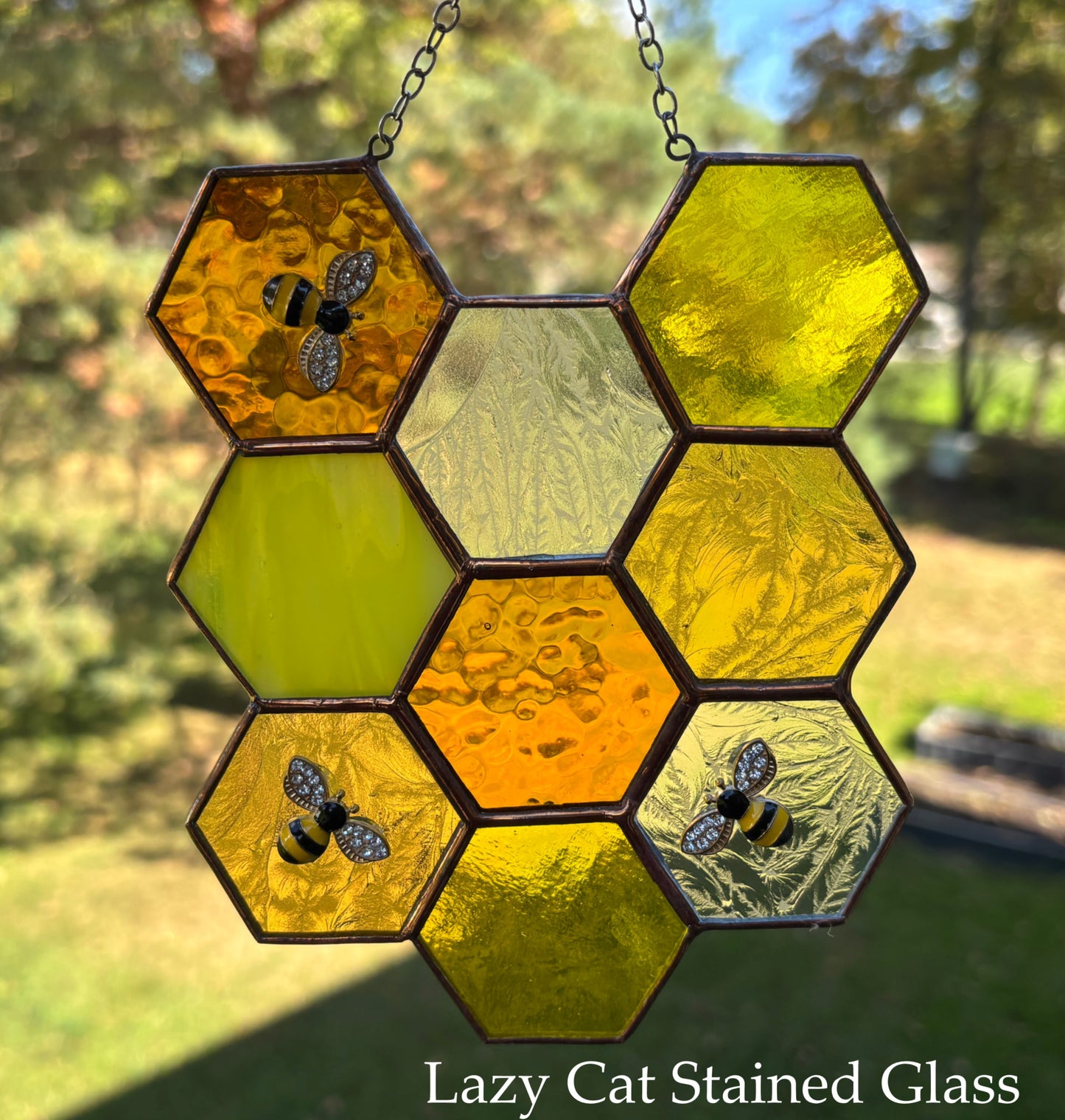 Buzzing Honeycomb - Stained Glass Suncatcher
