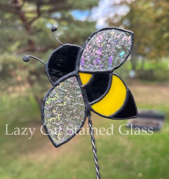 Honey Bee Plant Stake – Stained Glass Garden Accent