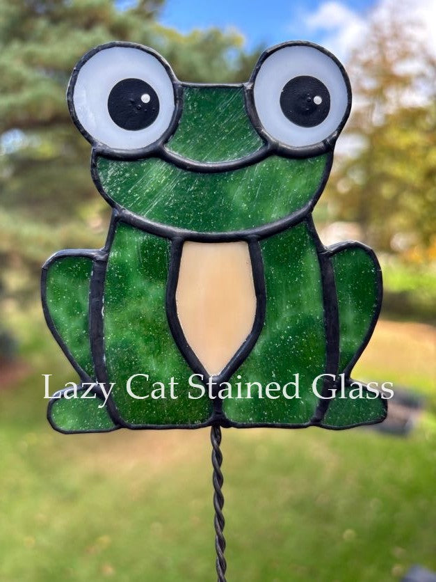Garden Hopper – Stained Glass Frog Plant Stake