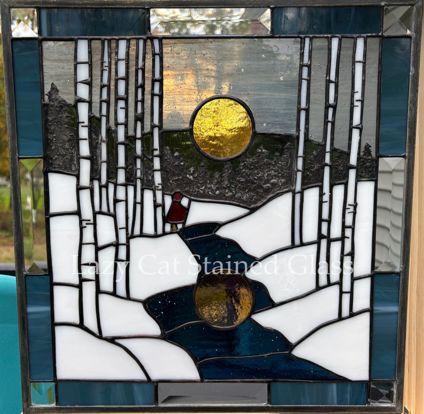 Moonlit Silence - Stained Glass Winter Panel