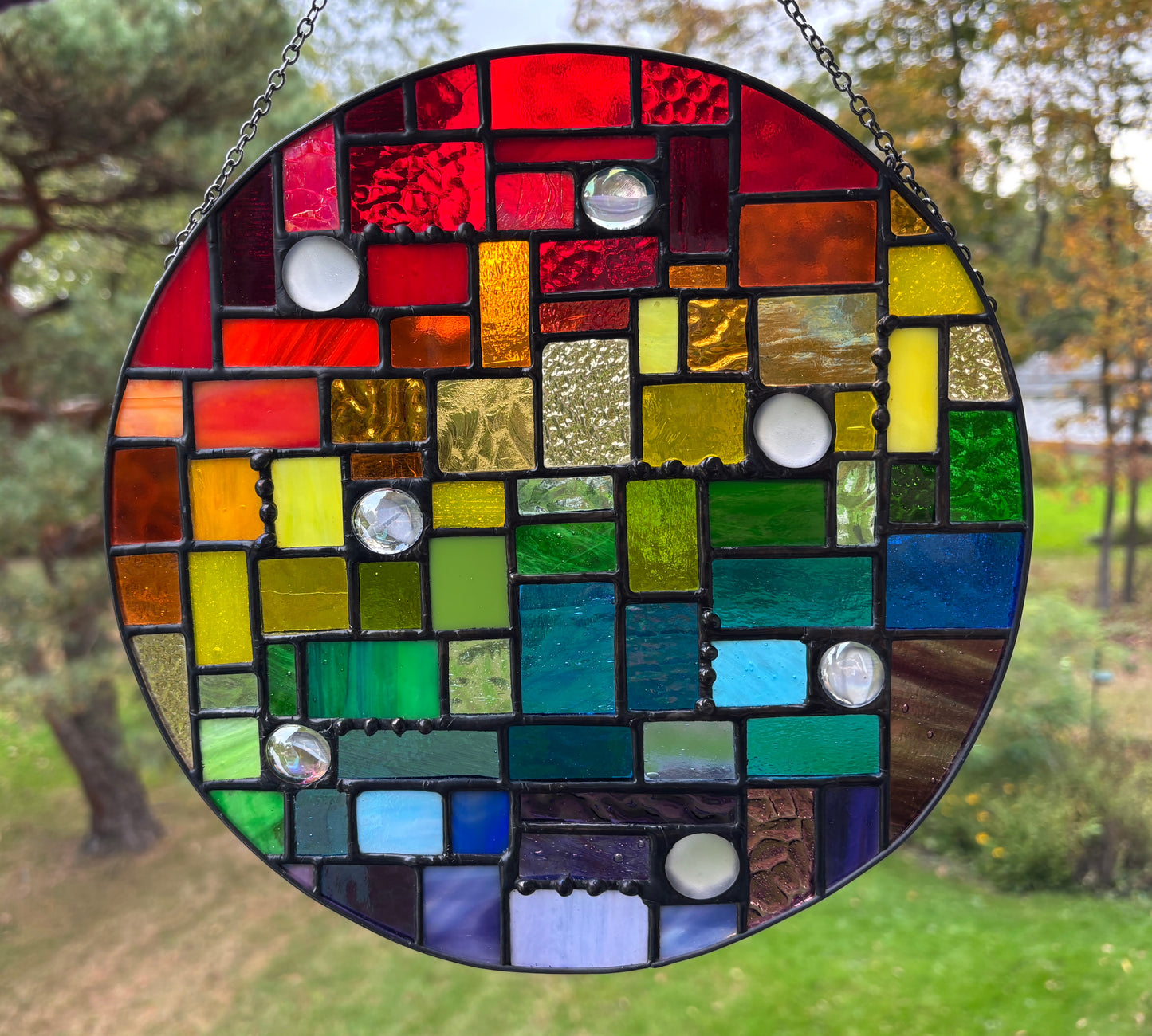 Chromatic Round - Stained Glass Panel
