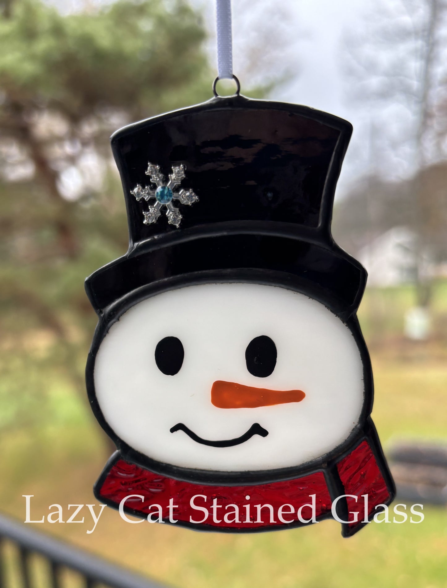 Frosty Friend - Stained Glass Snowman Ornament