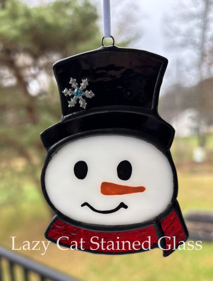 Frosty Friend - Stained Glass Snowman Ornament