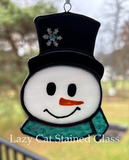 Frosty Friend - Stained Glass Snowman Ornament