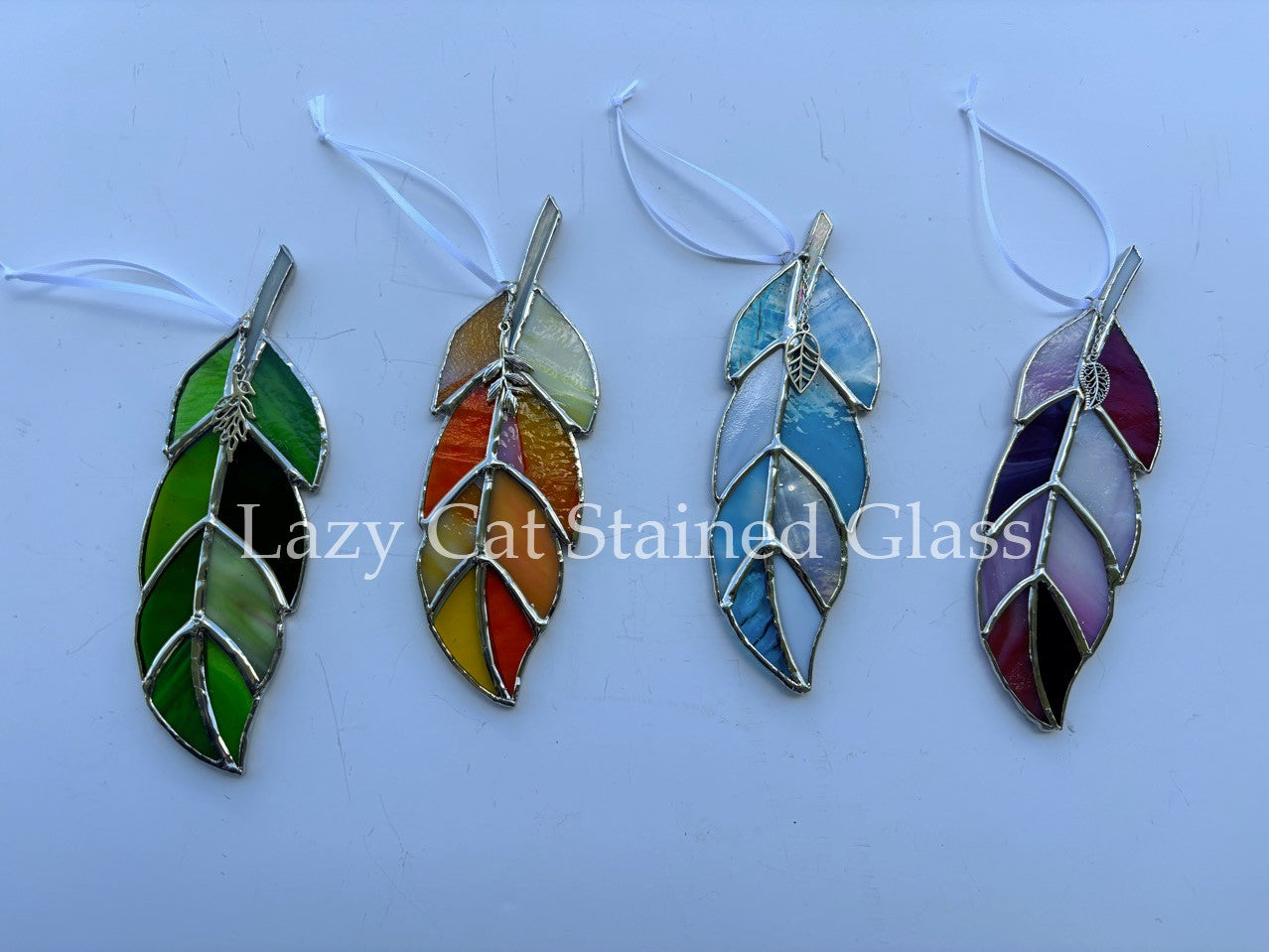 Bright Feather Handmade Stained Glass Suncatcher