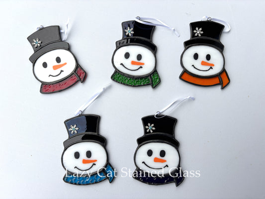 Frosty Friend - Stained Glass Snowman Ornament